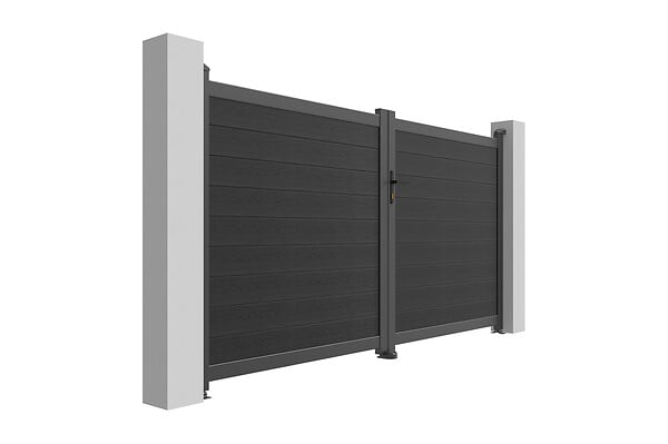 CASANOOV - Casanoov Portail bois composite battant 3m ATHOS H.160 cm gris anthracite avec cadre aluminium + portillon composite ATHOS 1m H.160 cm - large