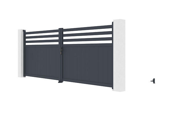 CASANOOV - Casanoov Portail battant 4 m NEVIS H.160  cm aluminium gris - large