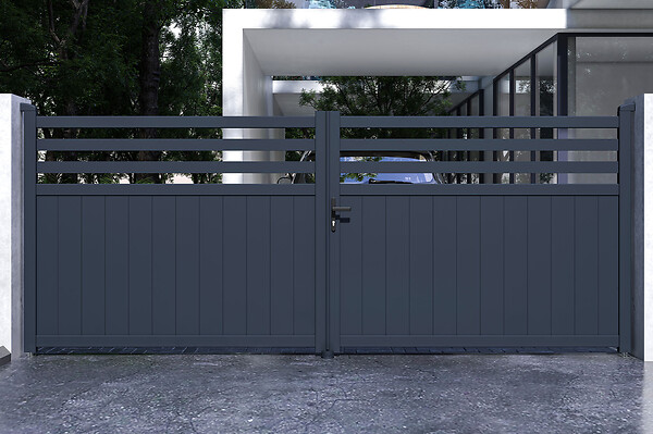 CASANOOV - Casanoov Portail battant 4 m NEVIS H.160  cm aluminium gris - large