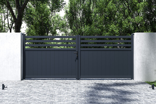 CASANOOV - Casanoov Portail battant 4 m NEVIS H.160  cm aluminium gris - large