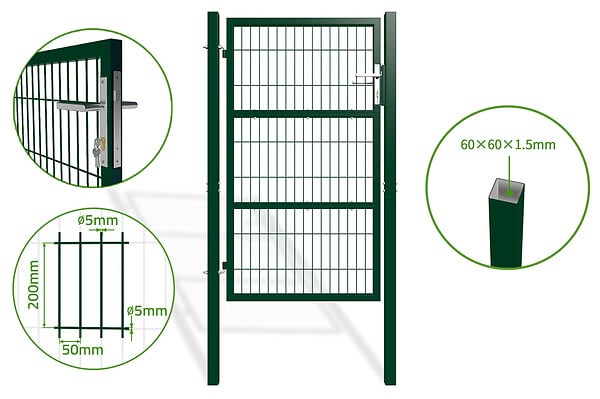 CASANOOV - Casanoov Portail battant grillagé 3 m RAZO H.160  cm + Portillon 1m RAZO H.160  cm Vert - large