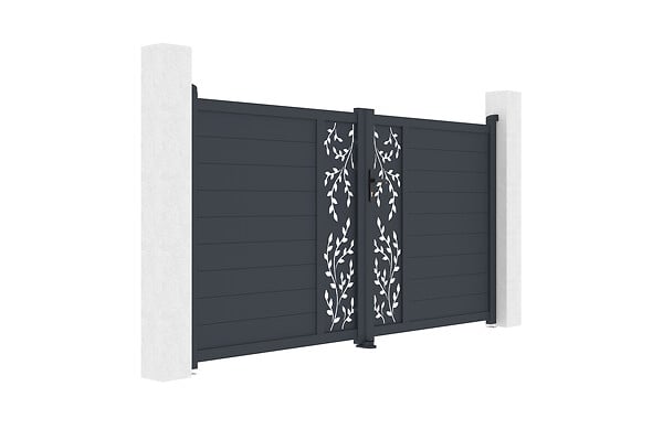 CASANOOV - Casanoov Portail battant aluminium battant 3 m FOLYA H.160  cm gris - large