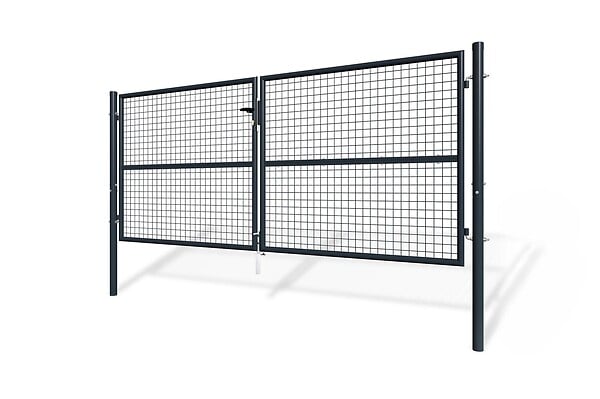 CASANOOV - Casanoov Portail battant grillagé 3 m OLGA H.130  cm + Portillon 1m OLGA H.130  cm Gris - large