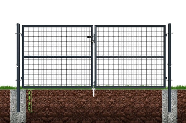 CASANOOV - Casanoov Portail battant grillagé 3 m OLGA H.130  cm + Portillon 1m OLGA H.130  cm Gris - large