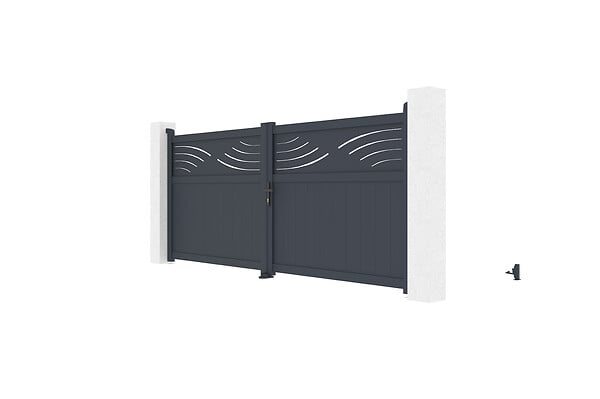 CASANOOV - Casanoov Portail battant 3,4 m HALTI H.140 aluminium gris - large