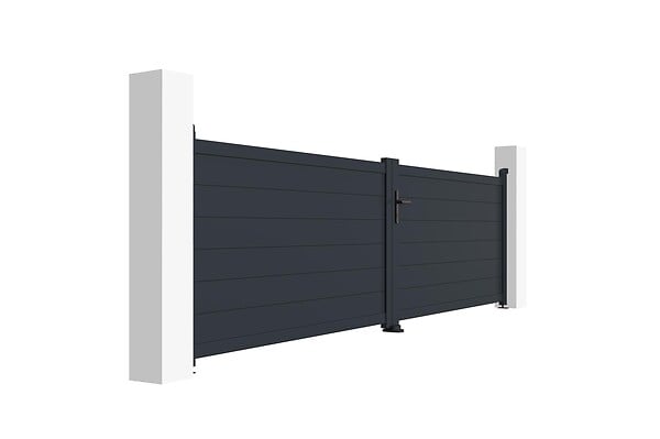 CASANOOV - Casanoov Portail battant 4 m EIGER H.115  cm + Portillon 1m EIGER H.115  cm aluminium gris - large