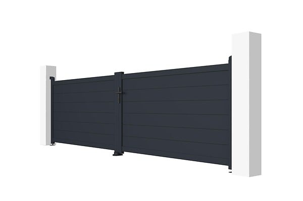 CASANOOV - Casanoov Portail battant 4 m EIGER H.115  cm + Portillon 1m EIGER H.115  cm aluminium gris - large