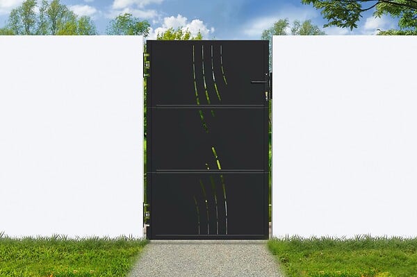 CASANOOV - Casanoov Portail battant acier 3,5m NALI VELETA H.160 cm noir + Portillon H.160 cm noir - large
