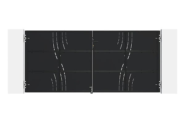 CASANOOV - Casanoov Portail battant acier 3,5m NALI VELETA H.160 cm noir + Portillon H.160 cm noir - large
