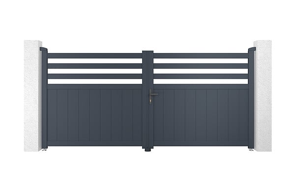 CASANOOV - Casanoov Portail battant 3 m NEVIS H.140  cm aluminium gris - large