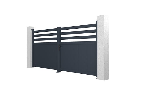 CASANOOV - Casanoov Portail battant 3 m NEVIS H.140  cm aluminium gris - large