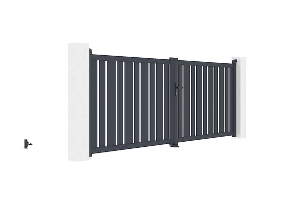 CASANOOV - Casanoov Portail battant 3,5x1,4 m VEYMONT + 2 poteaux EIFEL H.166  cm Gris - large