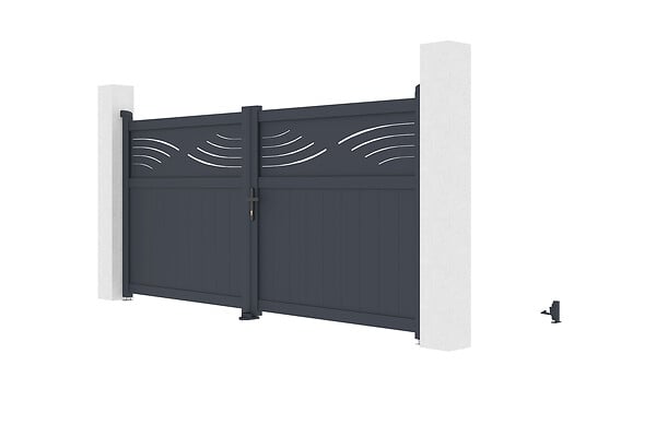 CASANOOV - Casanoov Portail battant 3 m HALTI H.140  cm + 2 poteaux H.166  cm aluminium gris - large