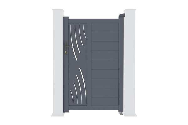 CASANOOV - Casanoov Portail battant 4 m VELETA H.160  cm gris + Portillon 1m VELETA H.160  cm + 4 poteaux ELDA + motorisation Hicker B200 - large