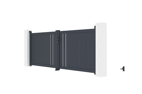 CASANOOV - Casanoov Portail battant 3,5 m GIONA H.160  cm aluminium gris - large