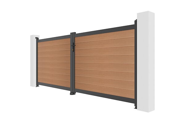 CASANOOV - Casanoov Portail en lames composites battant 3,5 m ATHOS H.140  cm teck - large