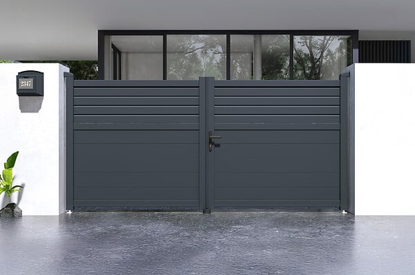 CASANOOV - Casanoov Portail battant ajustable en largeur 3 m CARPATIA H.140  cm alu gris - large