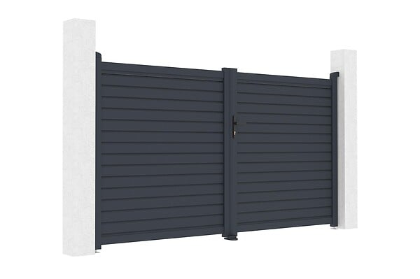 CASANOOV - Casanoov Portail battant 3m CALANCIA H.160 cm lames persiennes aluminium gris + moteur RANGER B150 - large