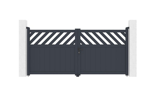 CASANOOV - Casanoov Portail battant 3m HELMIS H.140 cm aluminium gris + Motorisation de portail battant RANGER B150 - large