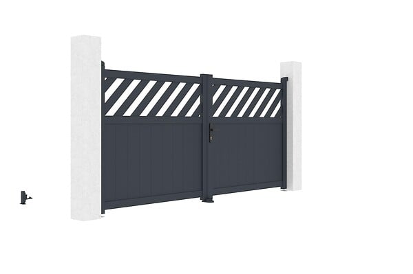 CASANOOV - Casanoov Portail battant 3m HELMIS H.140 cm aluminium gris + Motorisation de portail battant RANGER B150 - large