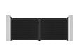 CASANOOV - Casanoov Portail bois composite battant 3,5m ATHOS H.140 cm gris anthracite avec cadre aluminium + 2 poteaux EIFEL aluminium 10x10 cm - vignette