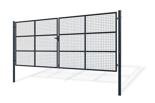 CASANOOV - Casanoov Portail battant grillagé 4 m H.180  cm OLGA + Portillon 1m OLGA H.180  cm Gris - large
