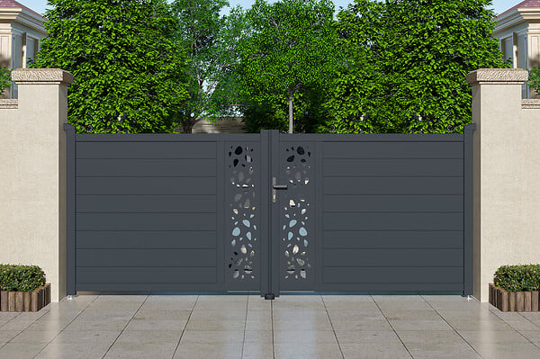 CASANOOV - Casanoov Portail battant ajustable en largeur 3,5 m SUNNY H.140  cm alu gris - large