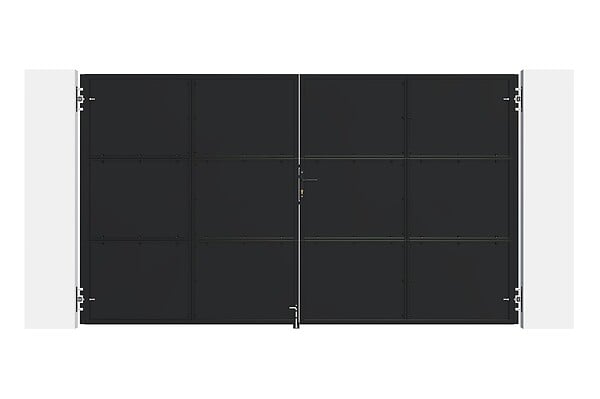 CASANOOV - Casanoov Portail battant acier 3,5 m NALI H.200  cm noir + Portillon H.200  cm noir - large