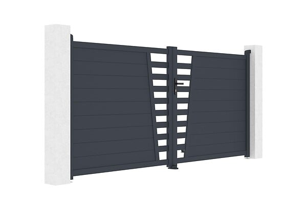 CASANOOV - Casanoov Portail battant 3,5 m CERVINA H.160  cm aluminium gris + moteur HICKER B200 - large
