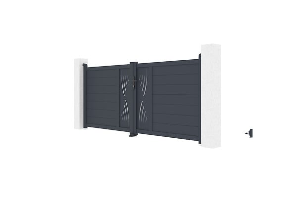 CASANOOV - Casanoov Portail battant 3 m VELETA H.120 aluminium gris - large