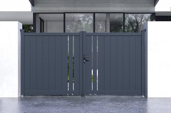 CASANOOV - Casanoov Portail battant 3 m GIONA H.140  cm aluminium gris - large
