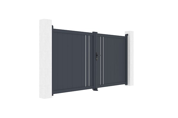 CASANOOV - Casanoov Portail battant 3 m GIONA H.140  cm aluminium gris - large