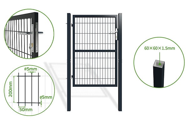 CASANOOV - Casanoov Portail battant grillagé 4 m H.140  cm RAZO + Portillon 1m RAZO H.140  cm Gris - large
