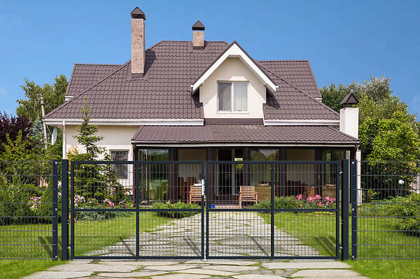 CASANOOV - Casanoov Portail battant grillagé 4 m H.140  cm RAZO + Portillon 1m RAZO H.140  cm Gris - large