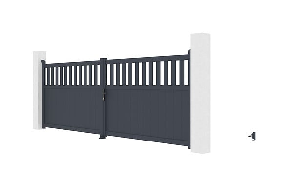 CASANOOV - Casanoov Portail battant 4 m SANTIS H.140  cm + Portillon 1m SANTIS H.140  cm aluminium gris - large