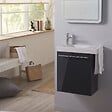 PLANETE BAIN - Ensemble lave-mains tout compris anthracite avec robinetterie eau froide - vignette
