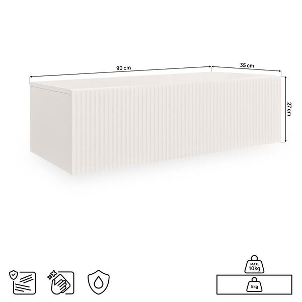 SICAAN - Sicaan Console murale suspendue 90cm beige à tasseaux - LEYA - large