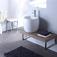 PLANETE BAIN - Console de salle de bain suspendu Gris laméllé avec vasque totem en céramique - vignette
