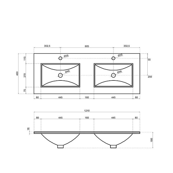 KIAMAMI VALENTINA - Meuble De Salle De Bain Moderne Weiss De 120 Cm Avec Double Lavabo | Sole - large