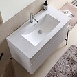 KIAMAMI VALENTINA - Meubles De Salle De Bains Suspendus Cm90 Blanc Effet Bois Et Miroir Rétro-Éclairé | Sole - vignette