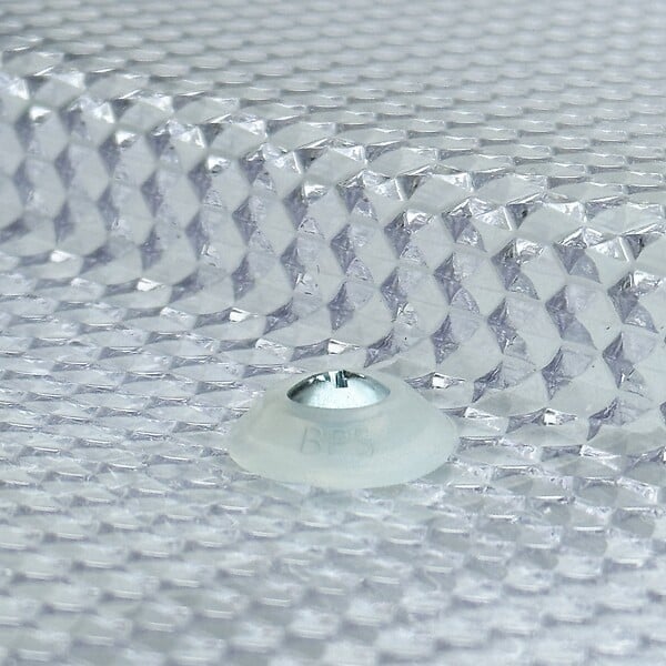STARKEDACH - Auvent à cadre en aluminium STARKEDACH DIAMONDS T-150 droit 150x95,4 cm, cadre Gris clair RAL 7035, revêtement polycarbonate effet tuile 2,6 mm transparent - large