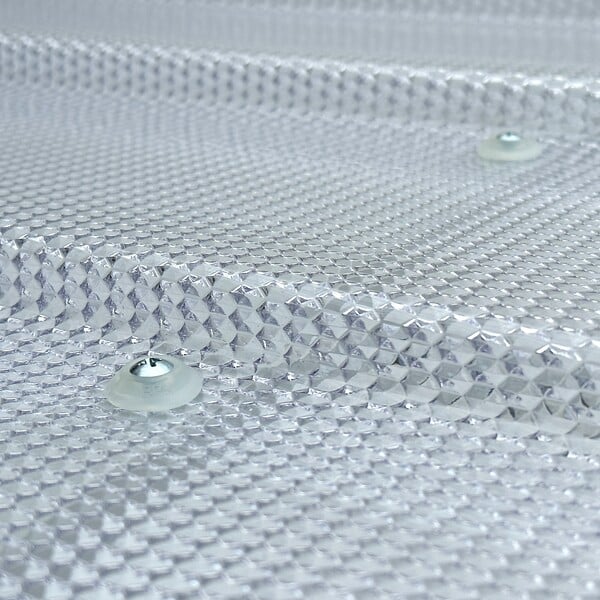 STARKEDACH - Auvent à cadre en aluminium STARKEDACH DIAMONDS T-150 droit 150x95,4 cm, cadre Gris clair RAL 7035, revêtement polycarbonate effet tuile 2,6 mm transparent - large