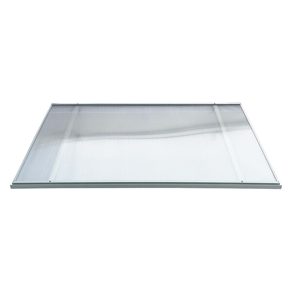 KLASIKA GREENHOUSES - Auvent à cadre en aluminium STARKEDACH T-160 droit 160x100 cm, cadre Gris clair RAL 7035, revêtement polycarbonate 6 mm transparent - large