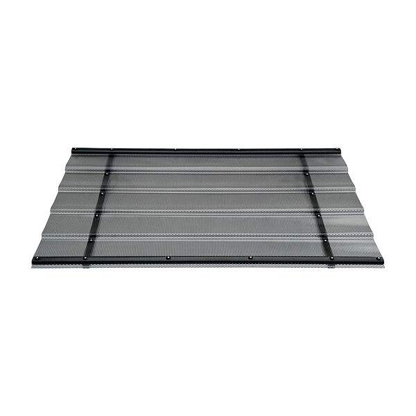 STARKEDACH - Auvent à cadre en aluminium STARKEDACH DIAMONDS T-150 droit 150x95,4 cm, cadre Anthracite RAL 7016, revêtement polycarbonate effet tuile 2,6 mm gris - large