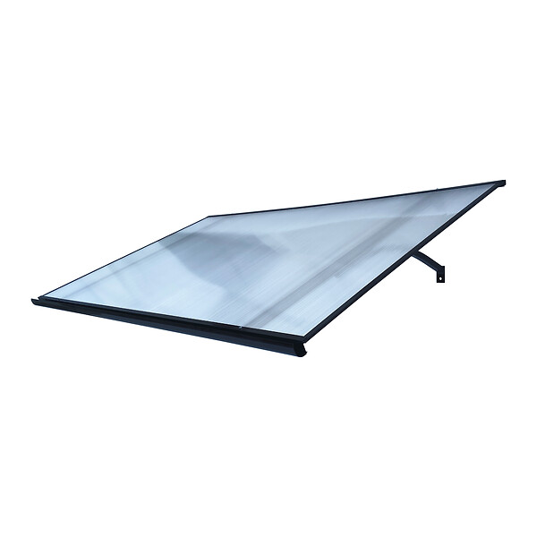 STARKEDACH - Auvent à cadre en aluminium STARKEDACH T-160 droit 160x100 cm, cadre Anthracite RAL 7016, revêtement polycarbonate 6 mm transparent - large