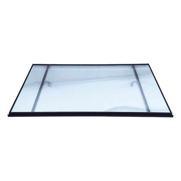 STARKEDACH - Auvent à cadre en aluminium STARKEDACH T-160 droit 160x100 cm, cadre Anthracite RAL 7016, revêtement polycarbonate 6 mm transparent - large