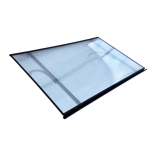 STARKEDACH - Auvent à cadre en aluminium STARKEDACH T-160 droit 160x100 cm, cadre Anthracite RAL 7016, revêtement polycarbonate 6 mm transparent - large
