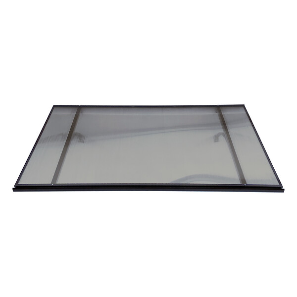 STARKEDACH - Auvent à cadre en aluminium STARKEDACH T-160 droit 160x100 cm, cadre Marron RAL 8017, revêtement polycarbonate 6 mm teinté - large