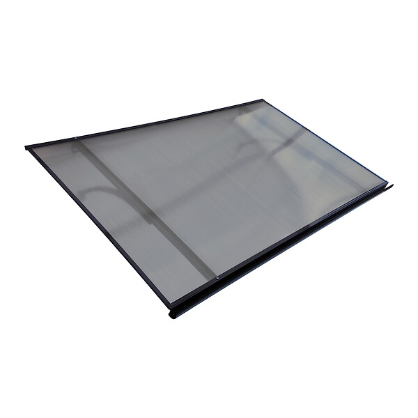 STARKEDACH - Auvent à cadre en aluminium STARKEDACH T-160 droit 160x100 cm, cadre Marron RAL 8017, revêtement polycarbonate 6 mm teinté - large