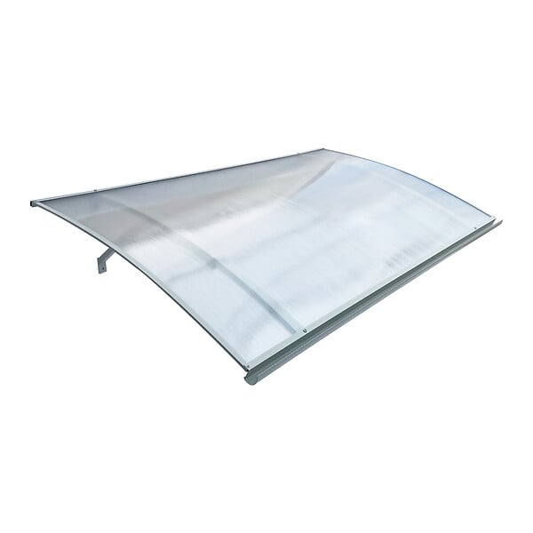STARKEDACH - Auvent à cadre en aluminium STARKEDACH L-160 courbé 160x100 cm, cadre Gris clair RAL 7035, revêtement polycarbonate 6 mm transparent - large